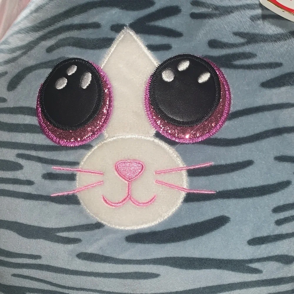 Ty Blue and Pink Striped Cat Plush